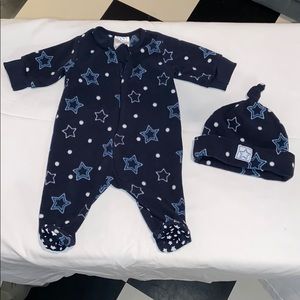 Bright Future Boys Zip PJ’S & Hat 0-3 Mos Like New